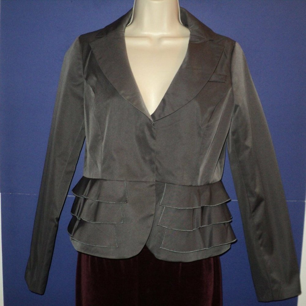 Cynthia Rowley Size M Blazer Gray-Brown Ruffled